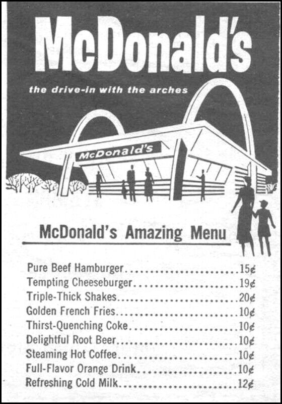 Vintage-style MAGNET McDonalds Menu Advertisement 1950s 6.75 x 4.75 in BRAND NEW