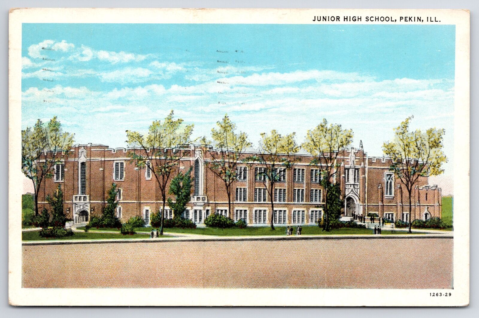 Pekin Illinois~Junior High School Building~1920s Postcard