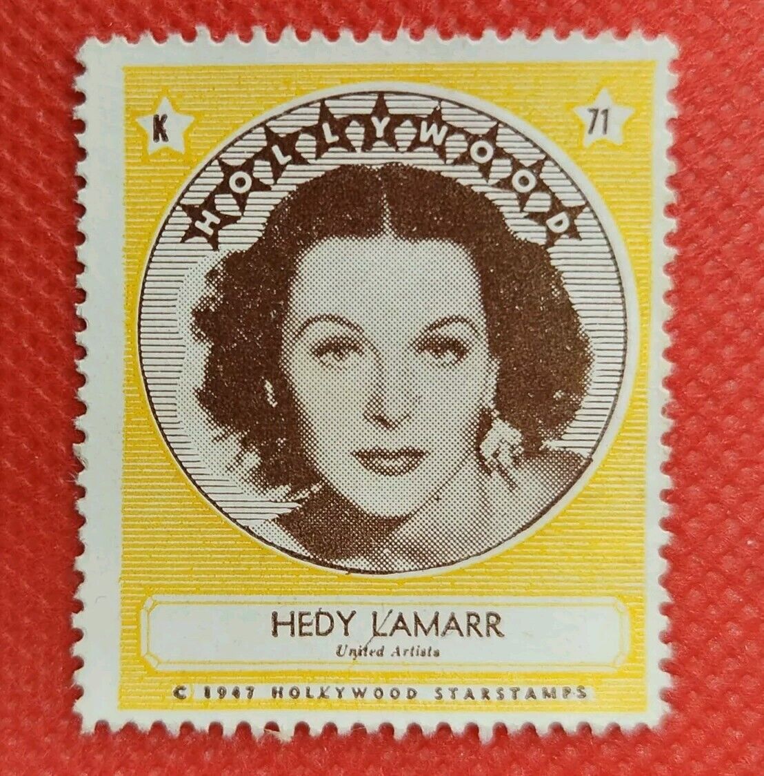 Hedy Lamarr 1947 Hollywood Screen Movie Stars Stamp Trading Card