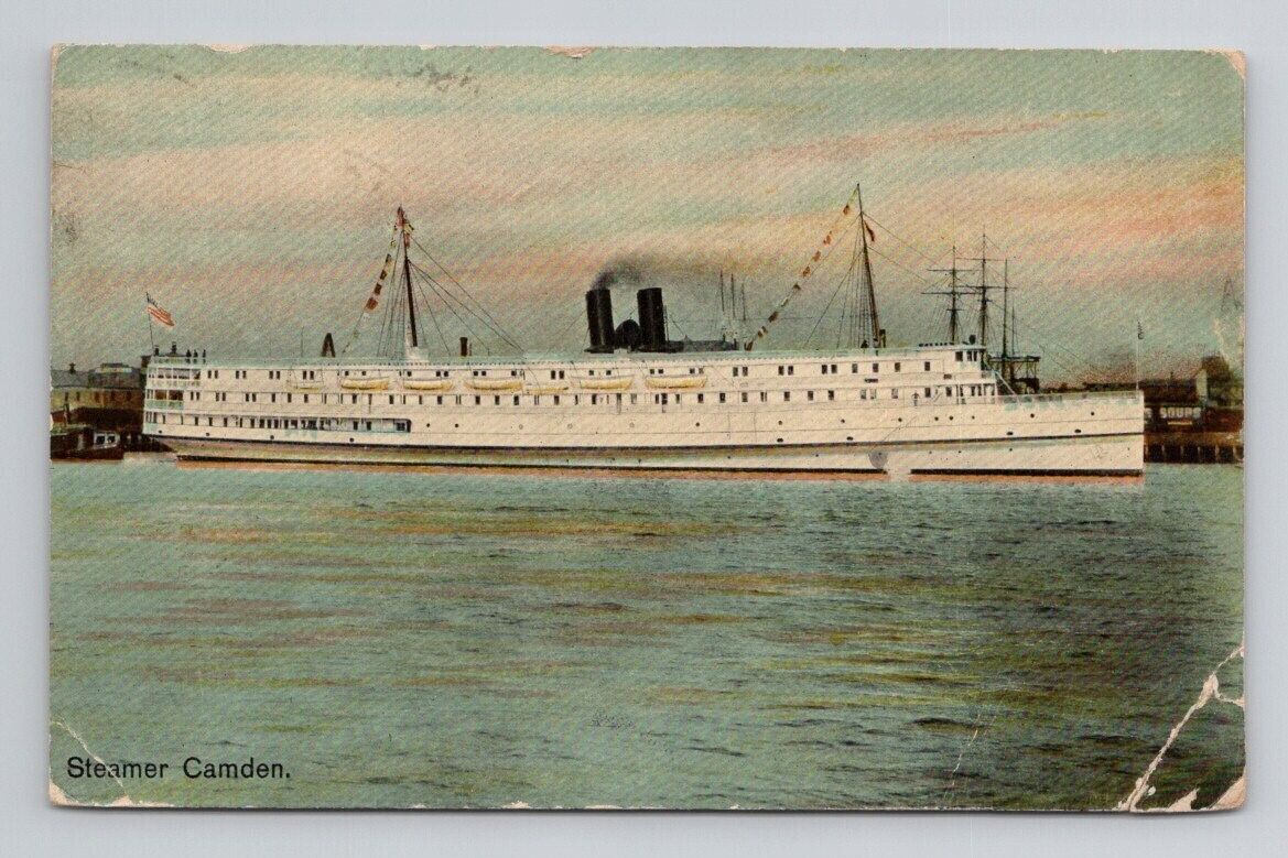SHIPS Steamer Camden 1916 DAMAGED AS IS Antique Postcard $F