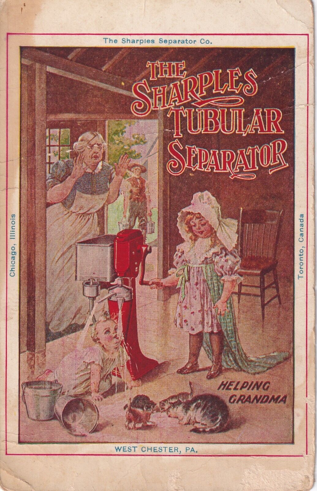 Vintage Postcard - The Sharples Tubular Separator Helping Grandma