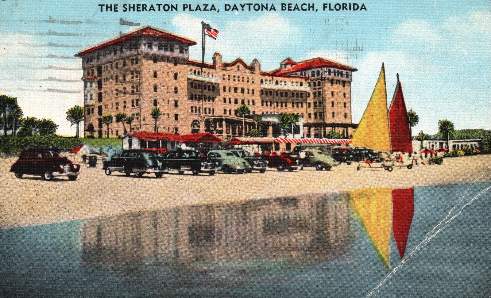Vintage Postcard 1950 The Sheraton Plaza Building Daytona Beach Florida FL