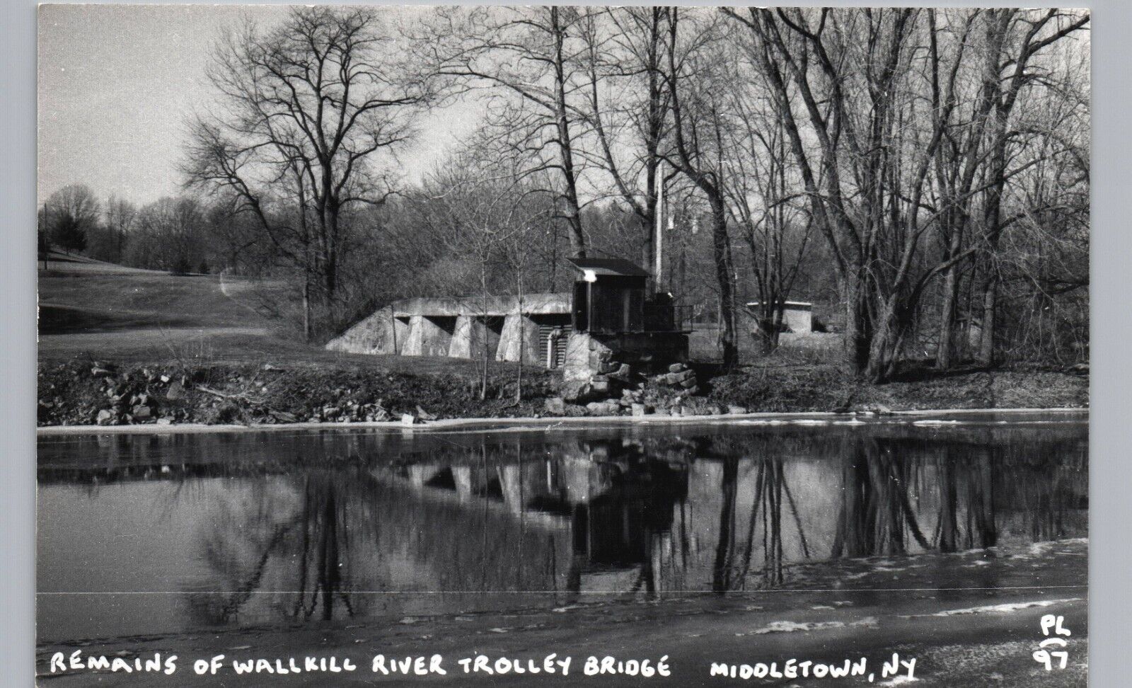 TROLLEY BRIDGE REMAINS wallkill river middletown ny real photo postcard rppc