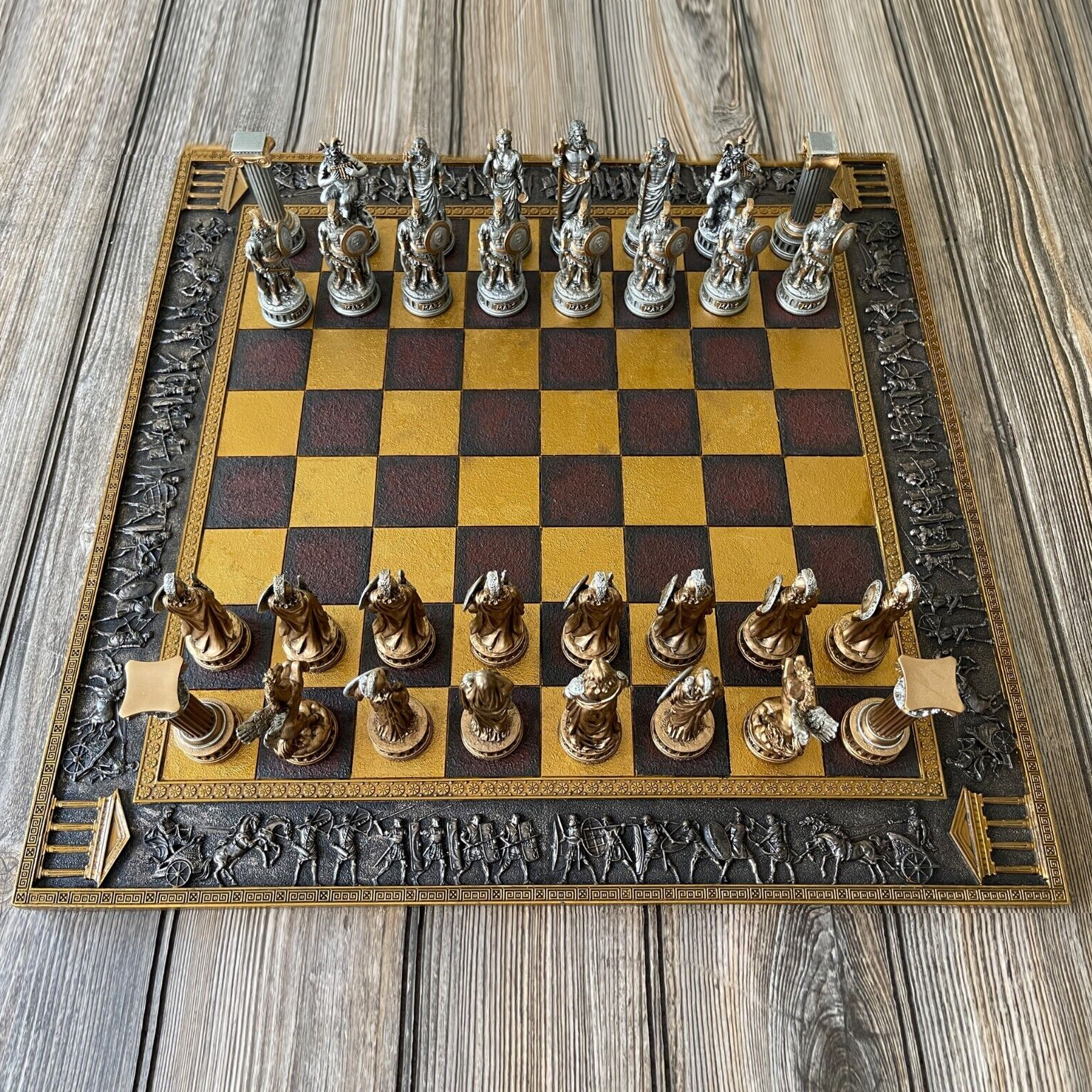 Custom Made Unique Greek VS Roman Pantheon Chessman Set