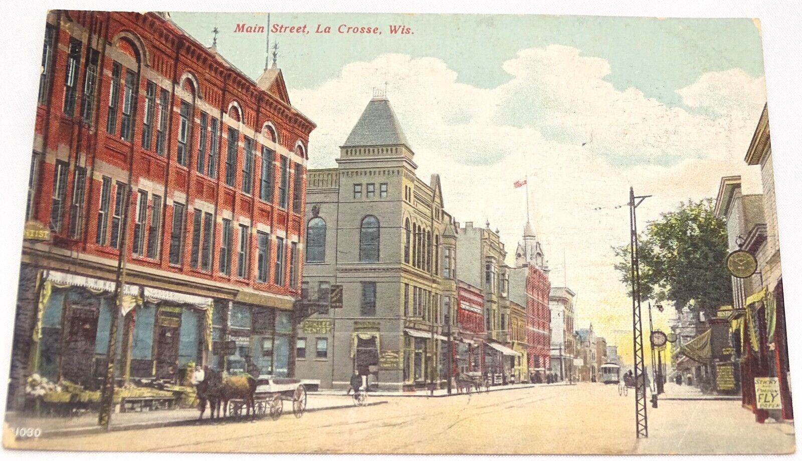 Main Street Lacrosse WI USA 1907 Postcard Colored Antique Vintage