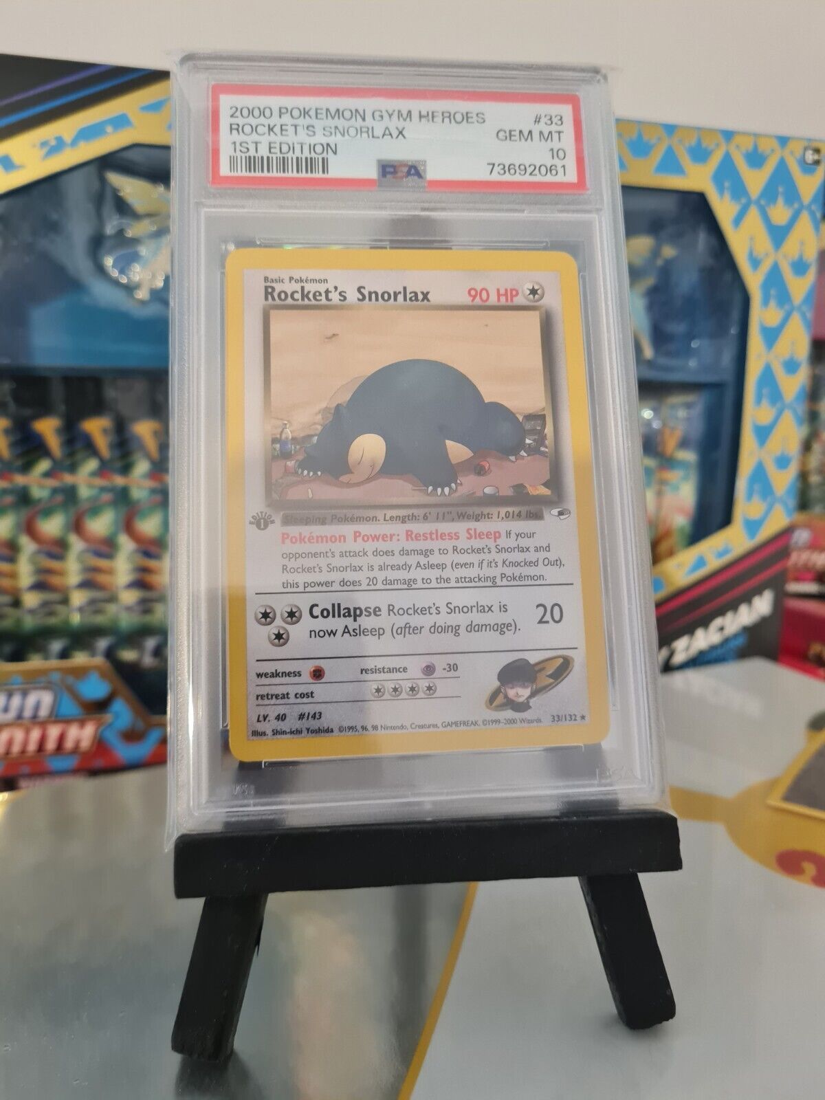 Pokemon Card - PSA 10 Rocket\'s Snorlax Gym Heroes 1st Edition 33/132 Non Holo 