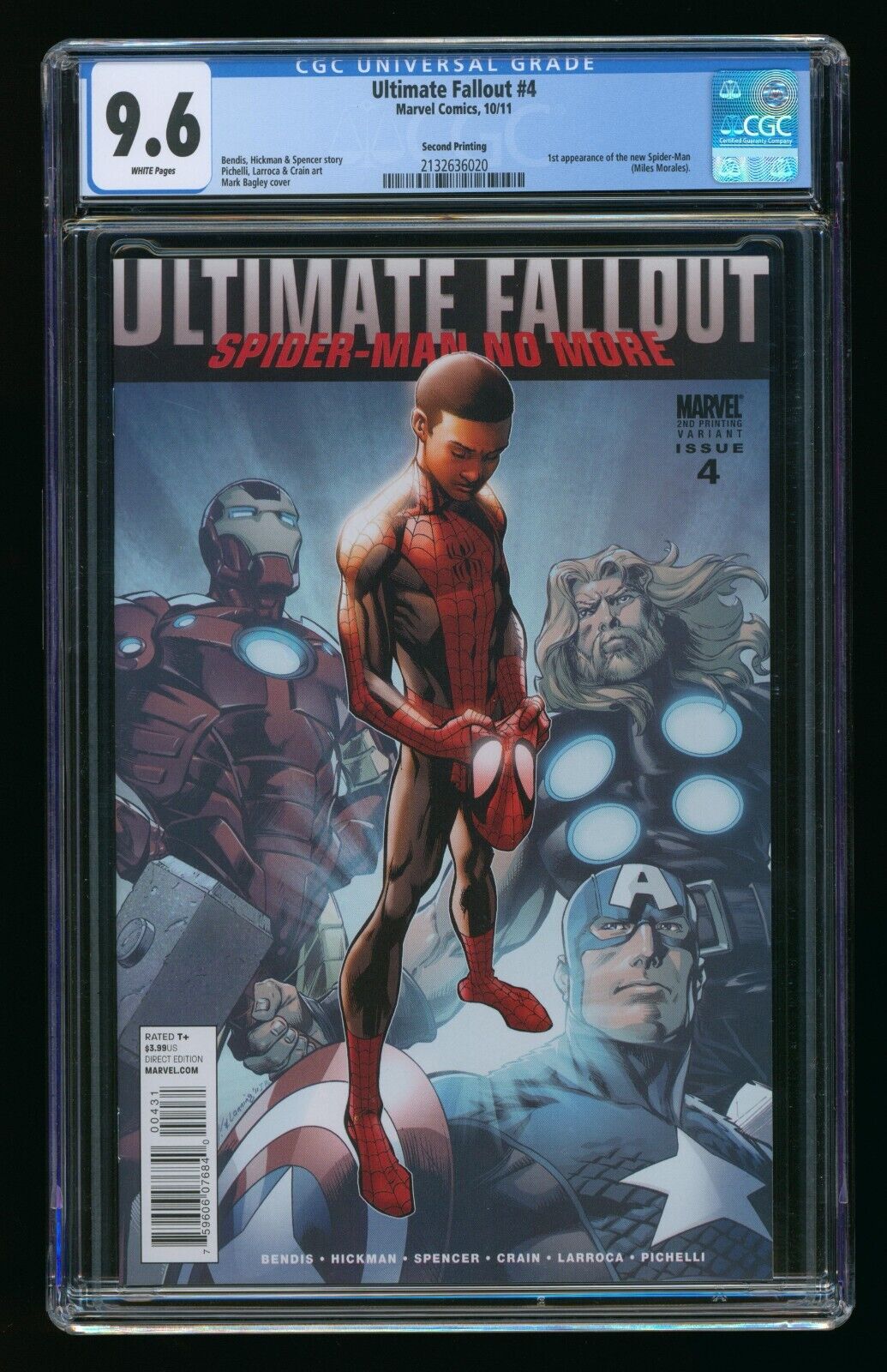 ULTIMTAE FALLOUT #4 (2011) CGC 9.6 1st MILE MORALES NEW SPIDER-MAN 2nd PRINTING