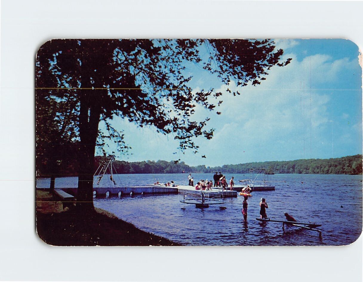 Postcard Overlooking Silver Lake Bathing Beach Akron Ohio USA