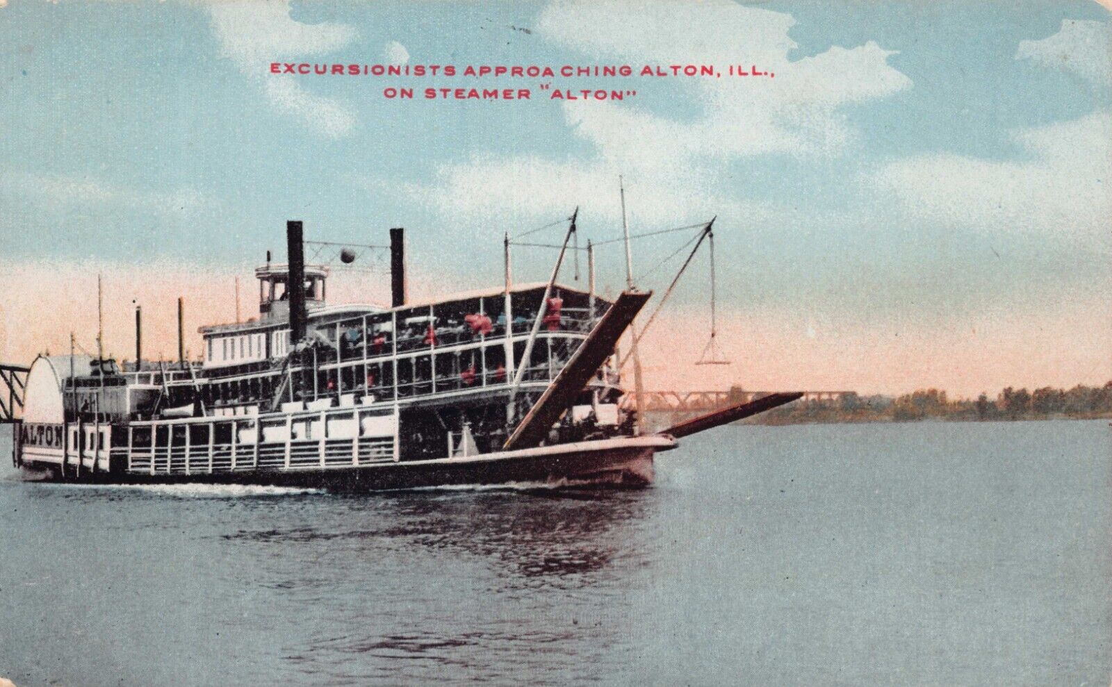 Eagle Packet Company\'s Steamer Ship Alton Illinois Vtg Postcard CP361