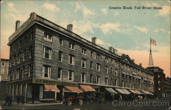 Fall River,MA Granite Block Bristol County Massachusetts Antique Postcard