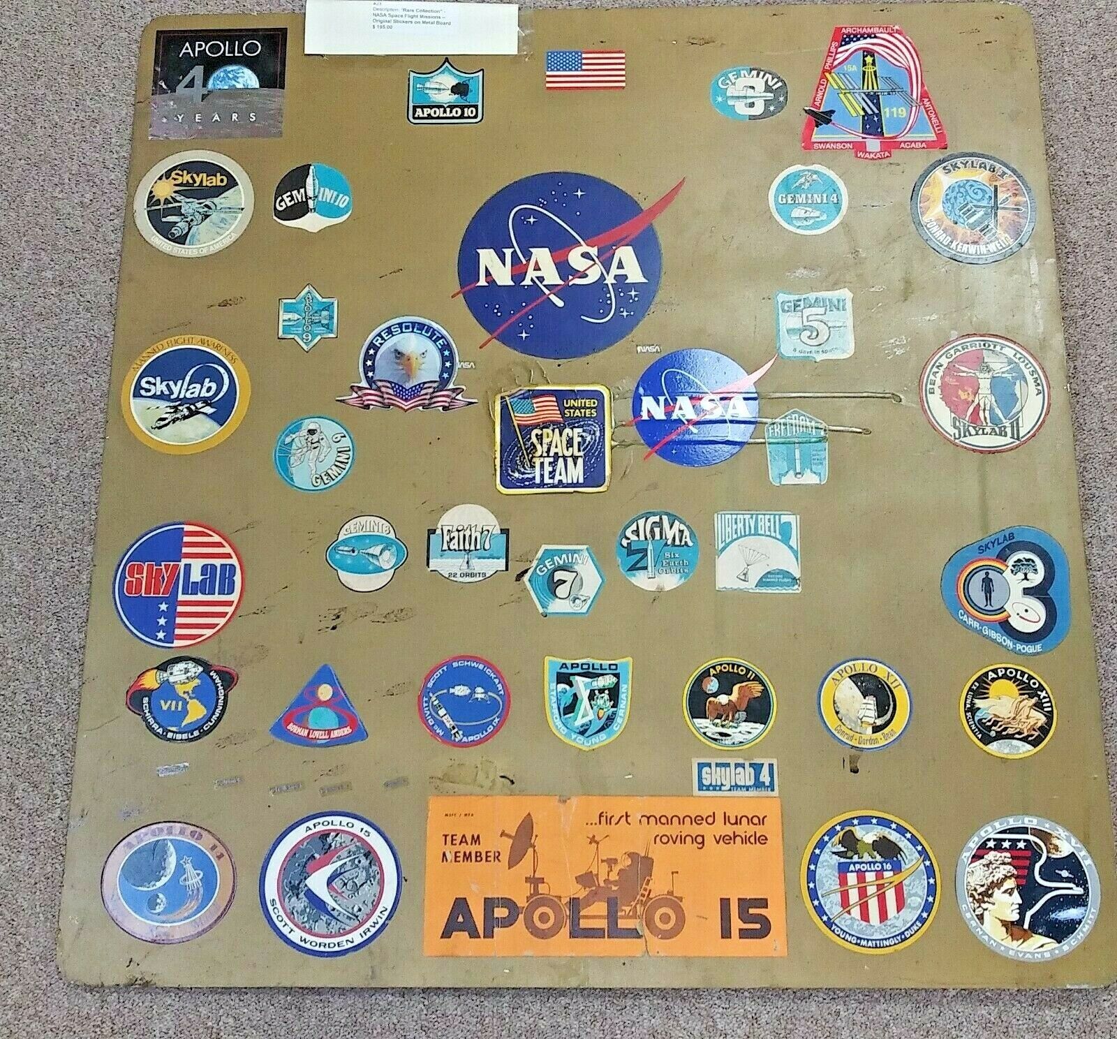 Original Authentic NASA Historical Space Missions Stickers Early Miissions