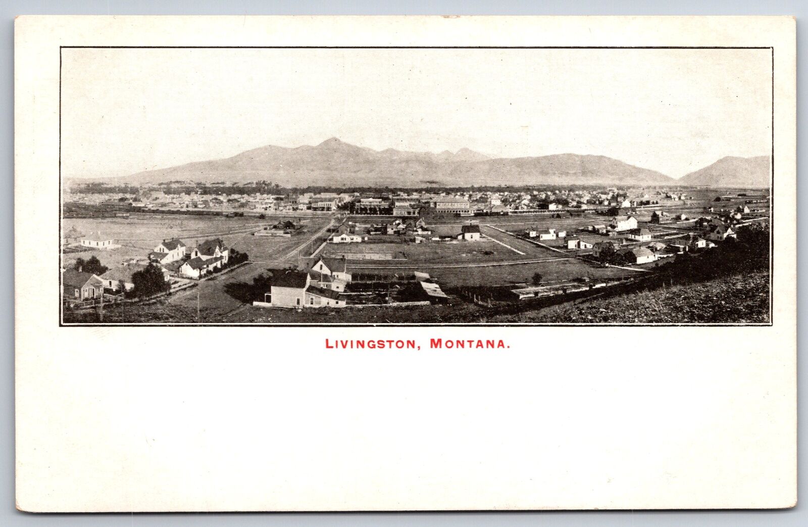 Livingston Montana~Main Street Birdseye View Overlooking City~c1905 B&W PC