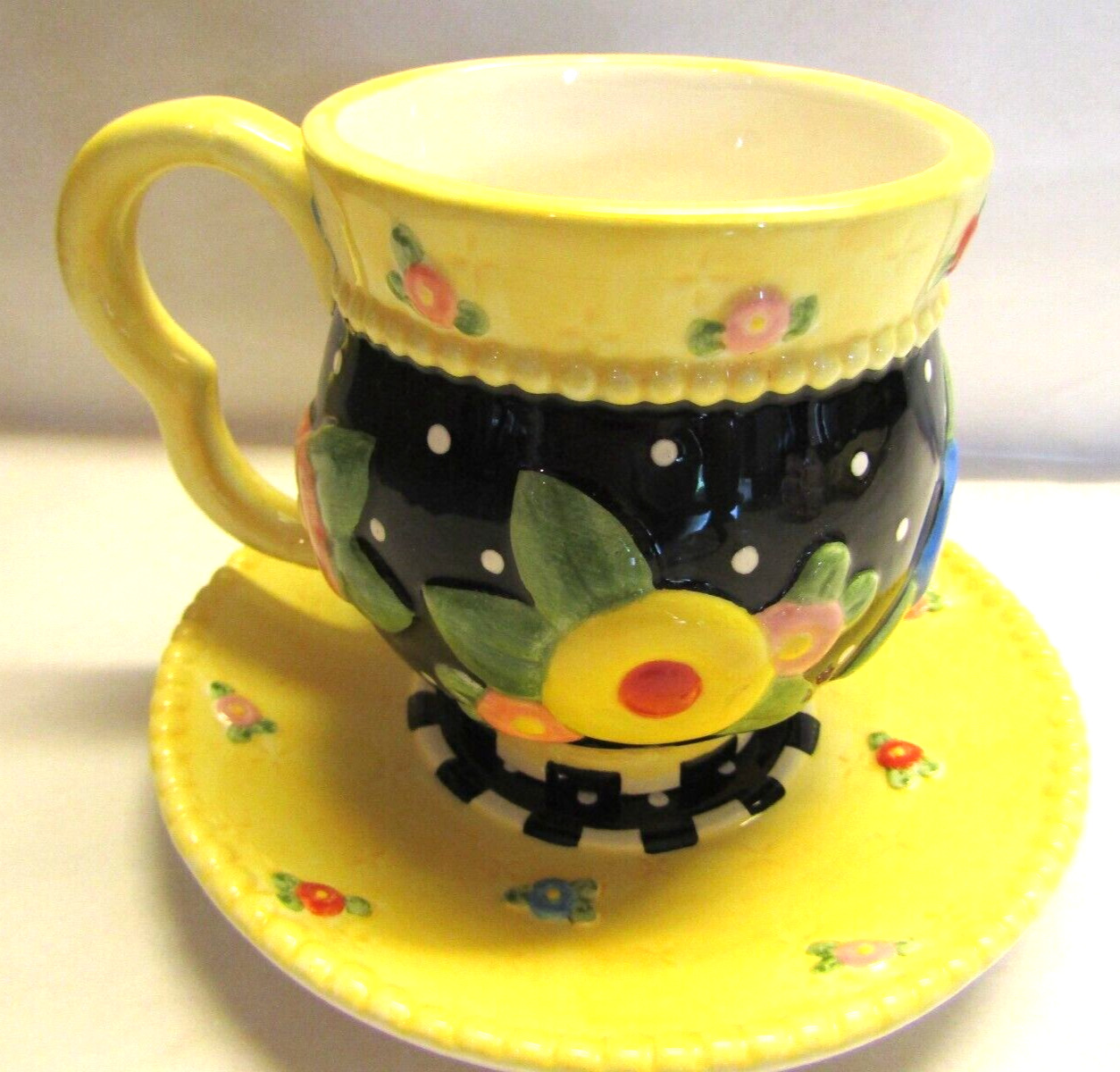 Mary Engelbreit OH-SO-BREIT Cup Saucer Set Floral ME INK MICHEL & CO 2001 - 2 pc