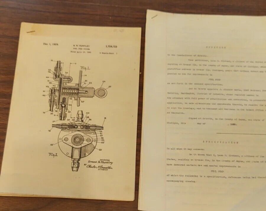 Original Petition For A Fuel Pump Patent Document 1930 Great Graphics 