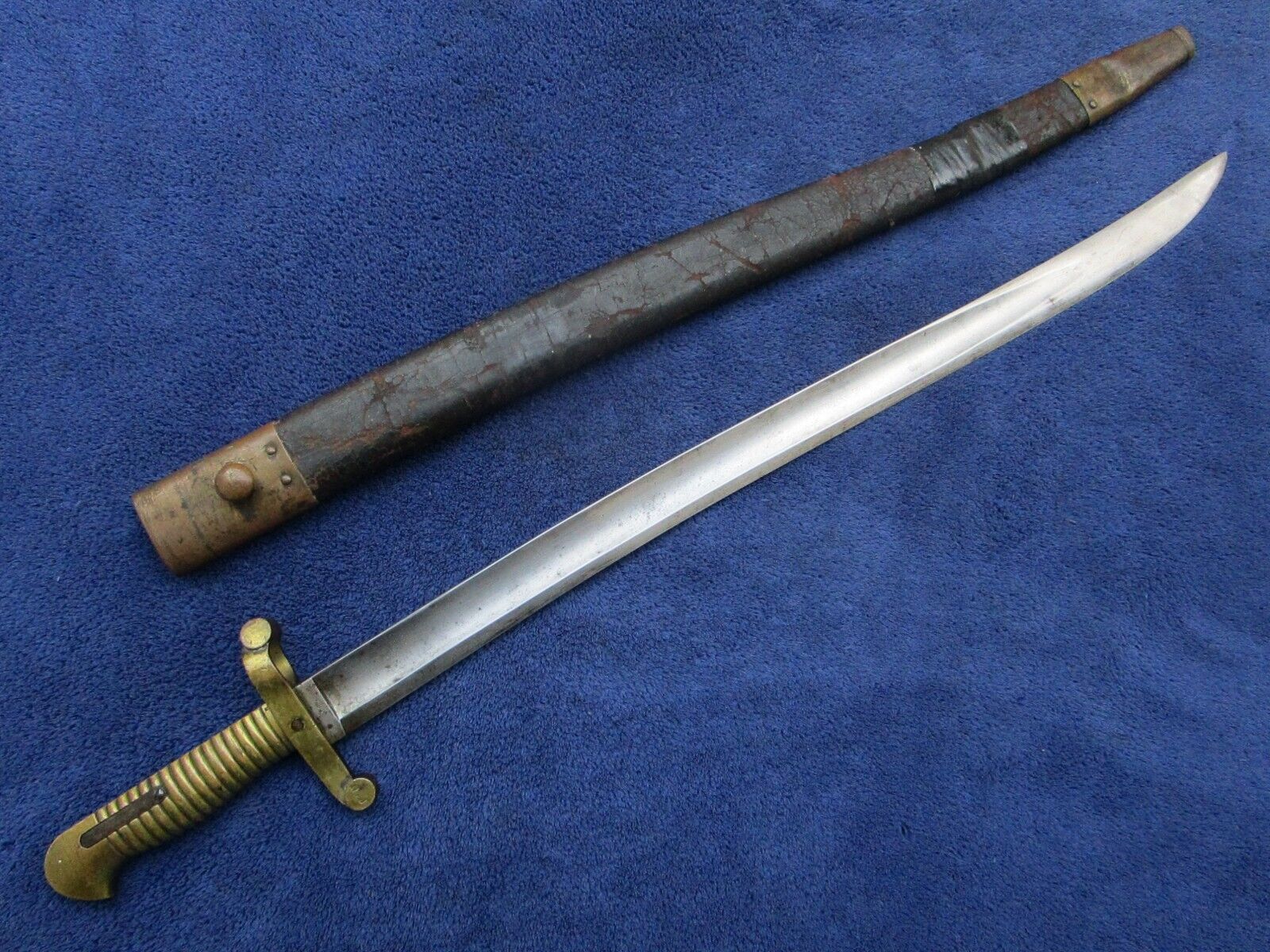 RARE ORIGINAL US RIFLE M1841 SWORD BAYONET AND SCABBARD MARKED NEW JERSEY