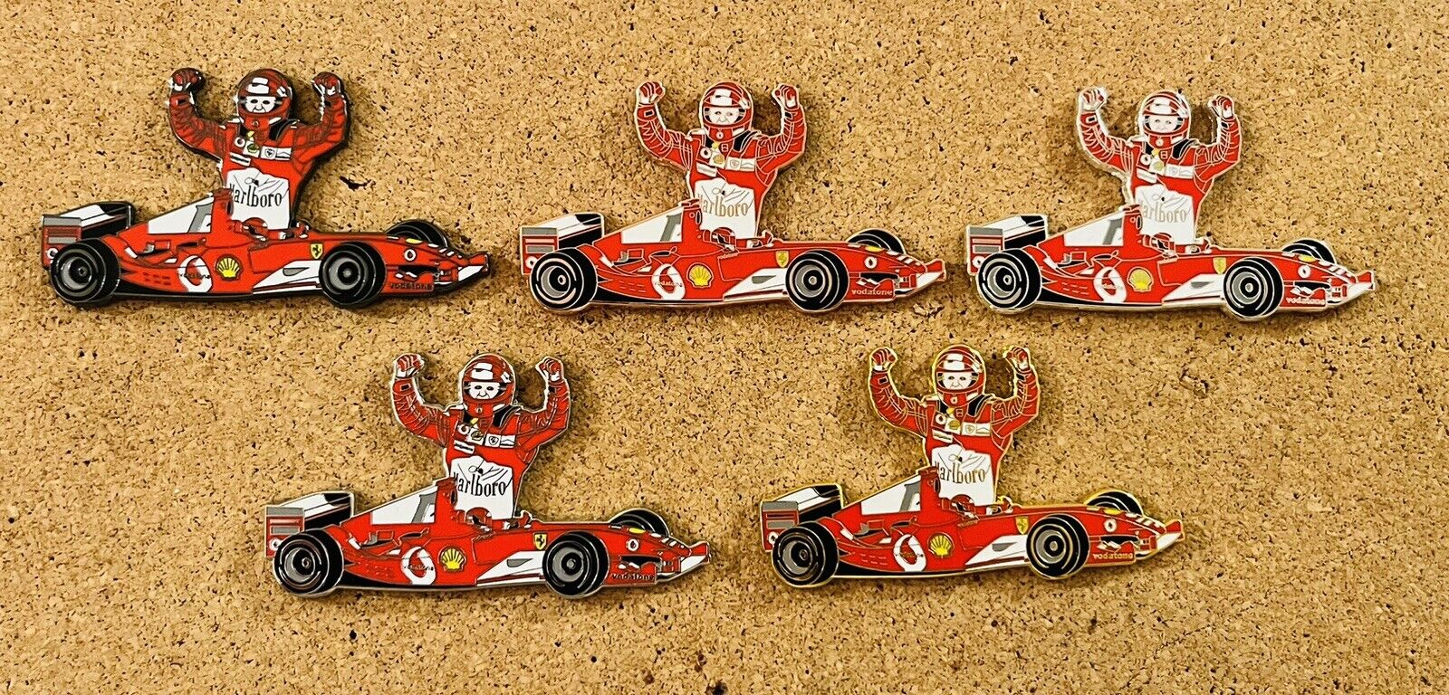 5 pin's F1 Ferrari Michael Schumacher Swiss Fan Club 