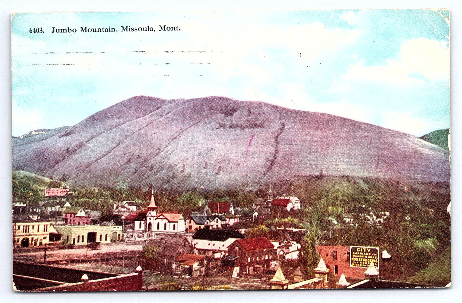 Mt Mount Jumbo Missoula Montana postcard #2 A403