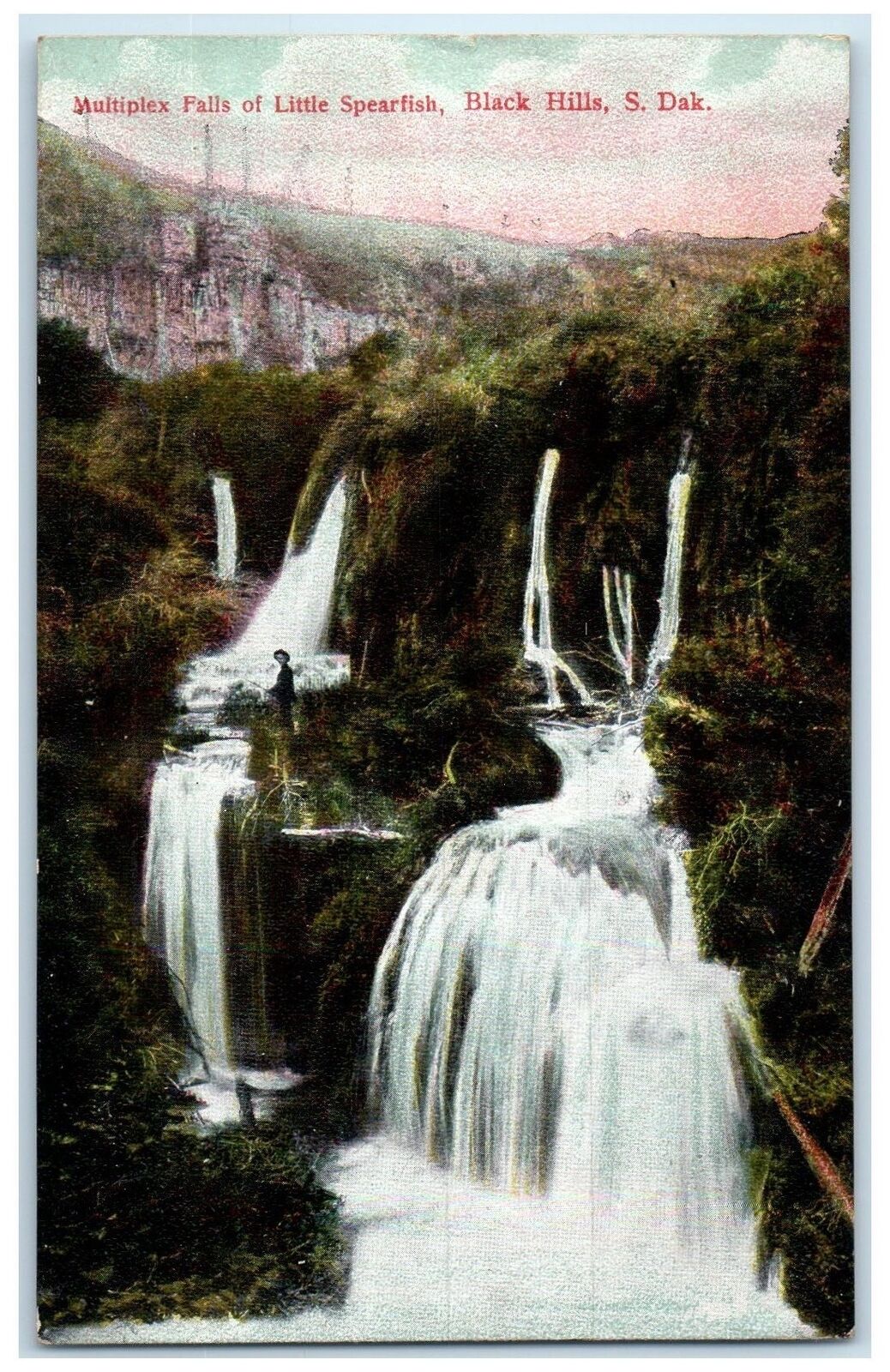 c1910\'s Multiplex Falls Of Little Spearfish Black Hills South Dakota SD Postcard