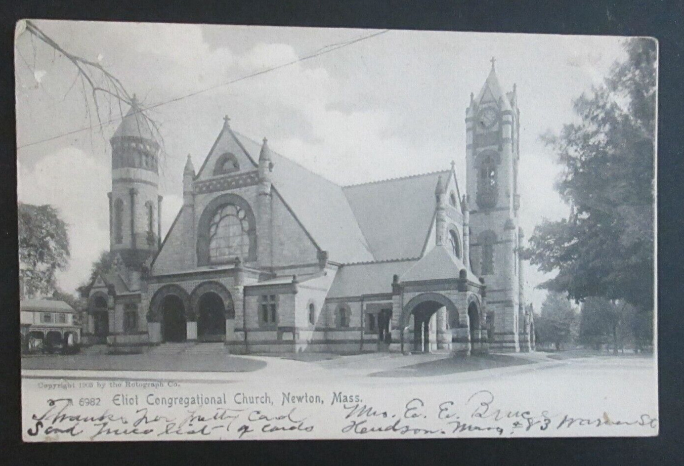 Eliot Congregational Church Newton MA Posted UDB Postcard