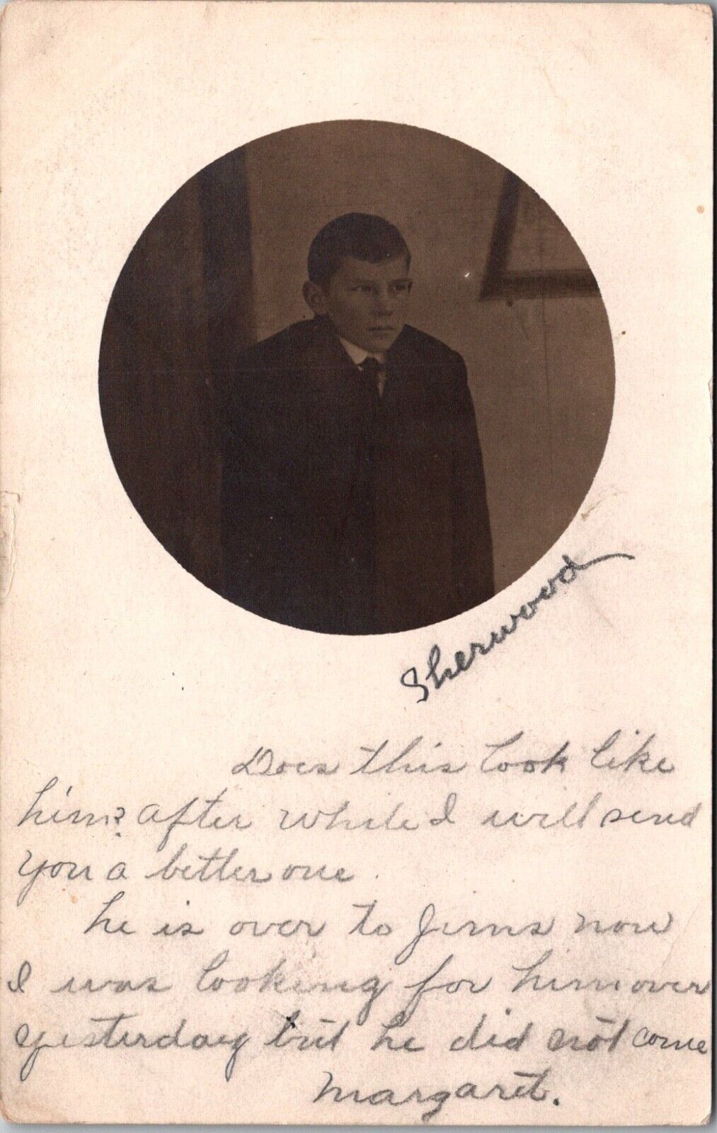 Vintage RPPC POSTCARD Boy Portrait Pineglen Pennsylvania PA 1908 JD8