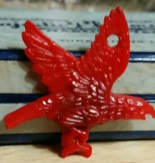 Vintage celluloid red EAGLE BIRD gumball charm prize jewelry 