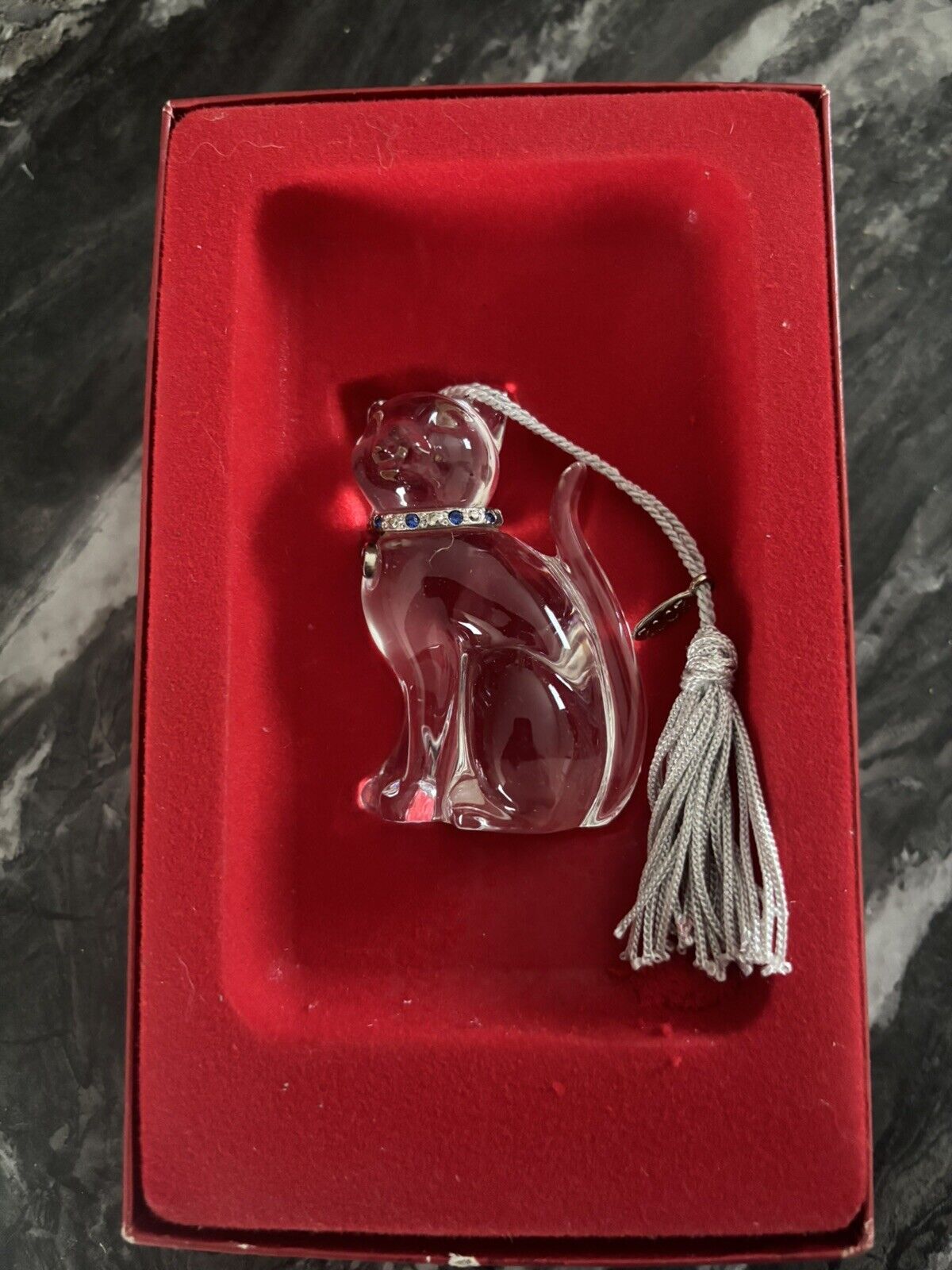 Lenox Pave Glass Crystal Cat Ornament in Box