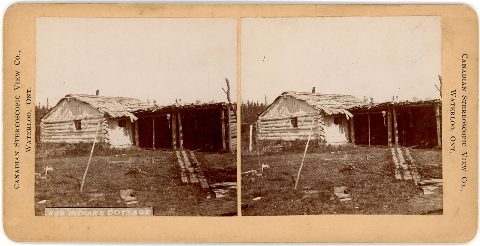 CANADA SV - Ontario - Temagami - First Nations Cottage - Canadian Stereo View Co