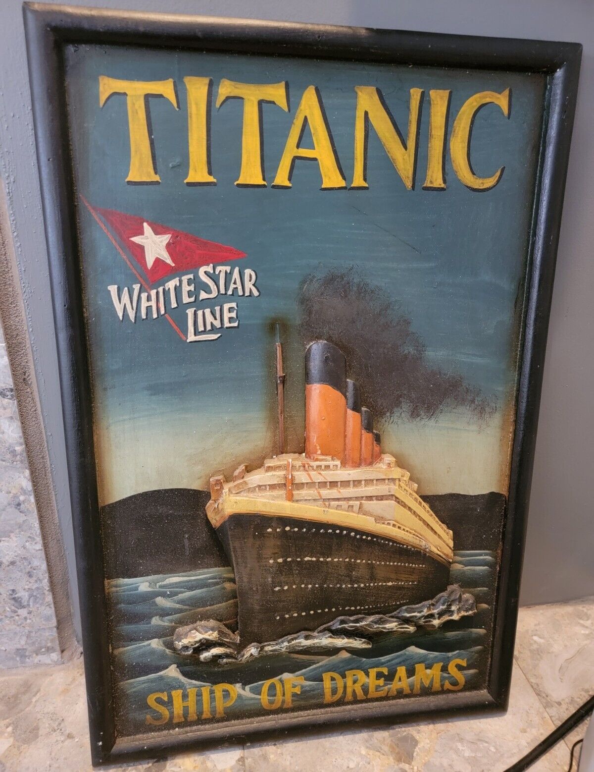 TITANIC 3-D  Wall Hanging Sign Ship of Dreams 16” X 24” Vtg