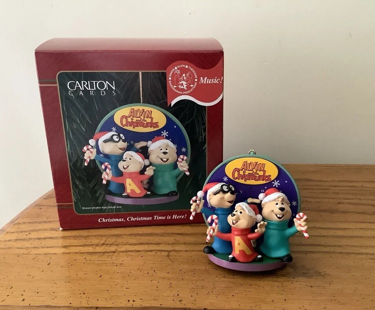 1998 Carlton Cards ORNAMENT Christmas Time Is Here  ALVIN & The CHIPMUNKS Music
