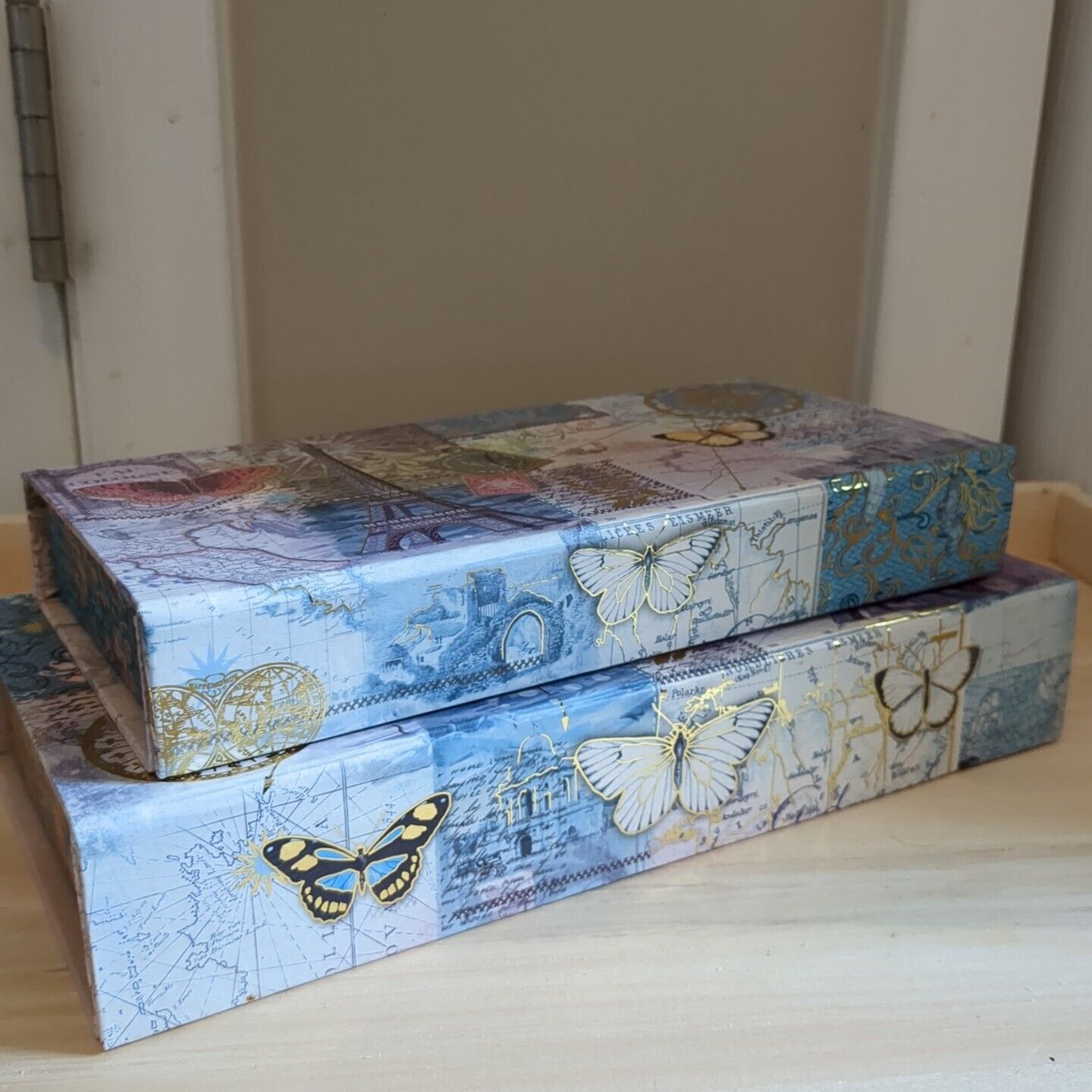 2 Piece Punch Studio Keepsake Storage Box , Jewelry Box Eiffel Tower Themed 