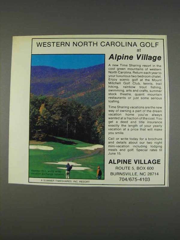 1982 Alpine Village Ad - Western North Carolina Golf