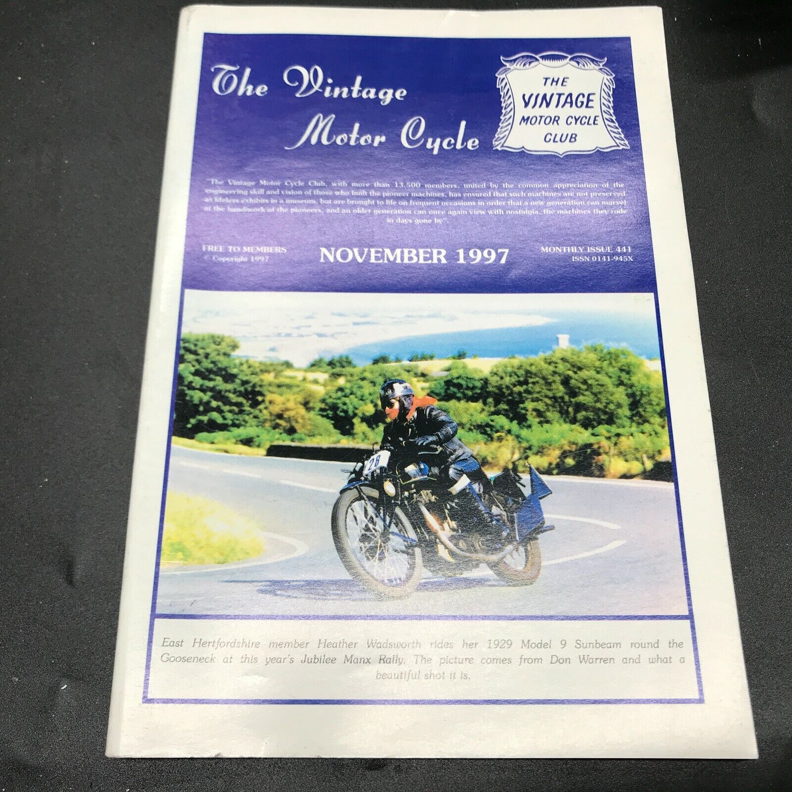 OFFICIAL JOURNAL THE VINTAGE MOTORCYCLE CLUB MAGAZINE NOVEMBER 1997 HARVEST RUN