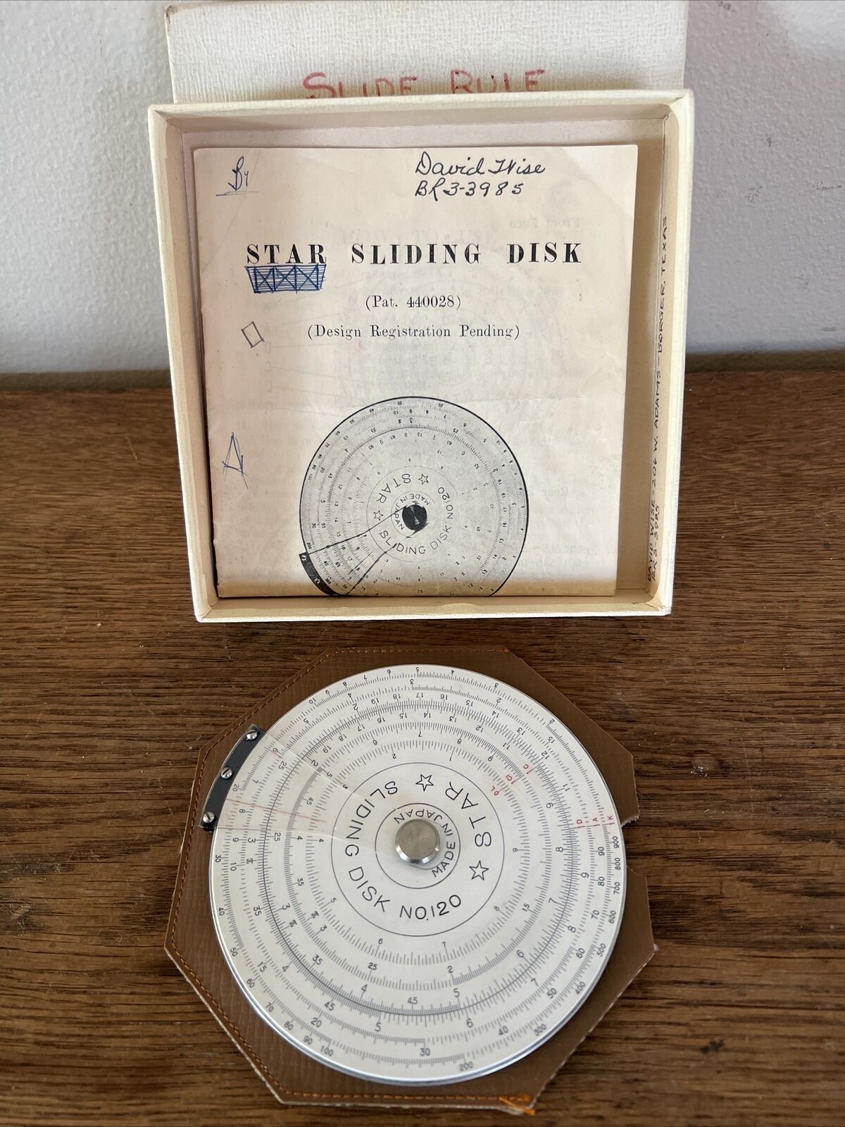 Vintage Star (Scientific Instruments) Circular Slide Rule No. 120 Disk case box