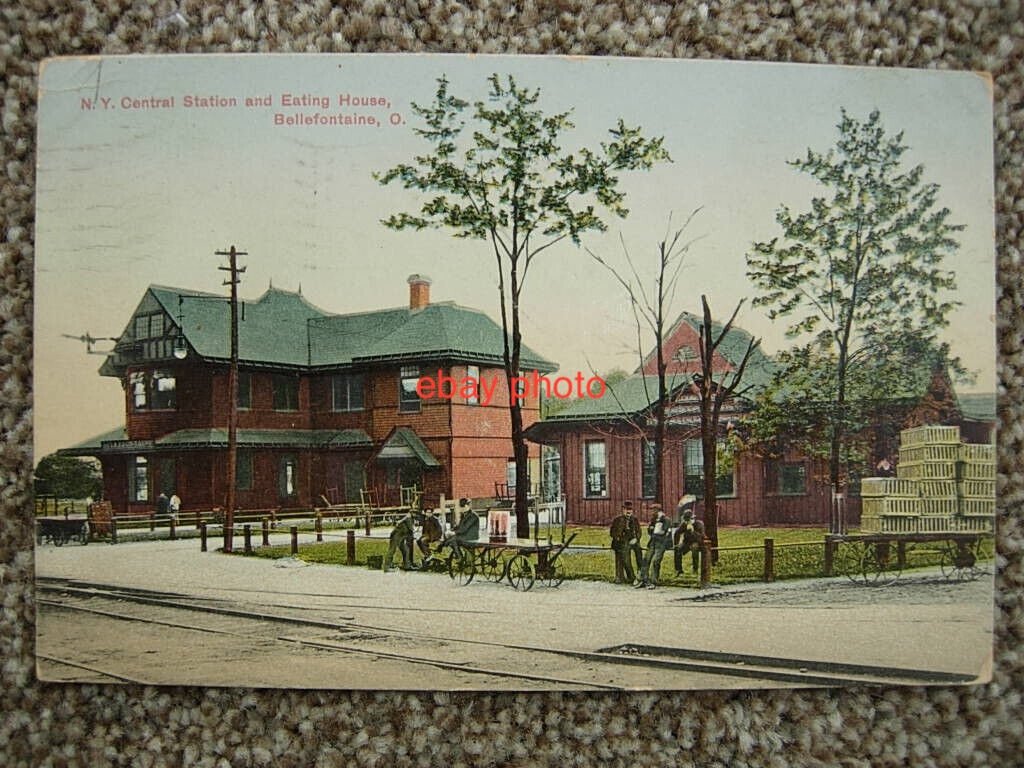 BELLEFONTAINE OH-OHIO-NYC RAILROAD STATION-TRAIN DEPOT-EATING HOUSE-LOGAN COUNTY