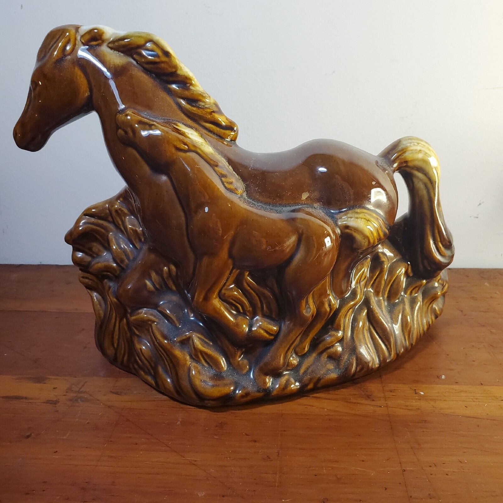 Phil Mar Glazed Ceramic Horse Mare Colt TV Lamp Light MCM 1950s Vintage No Light