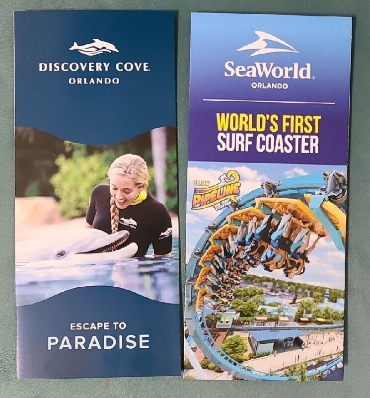 SeaWorld/Aquatica Discovery Cove Brochure Guide map/Maps Set Orlando 2024 NEWEST