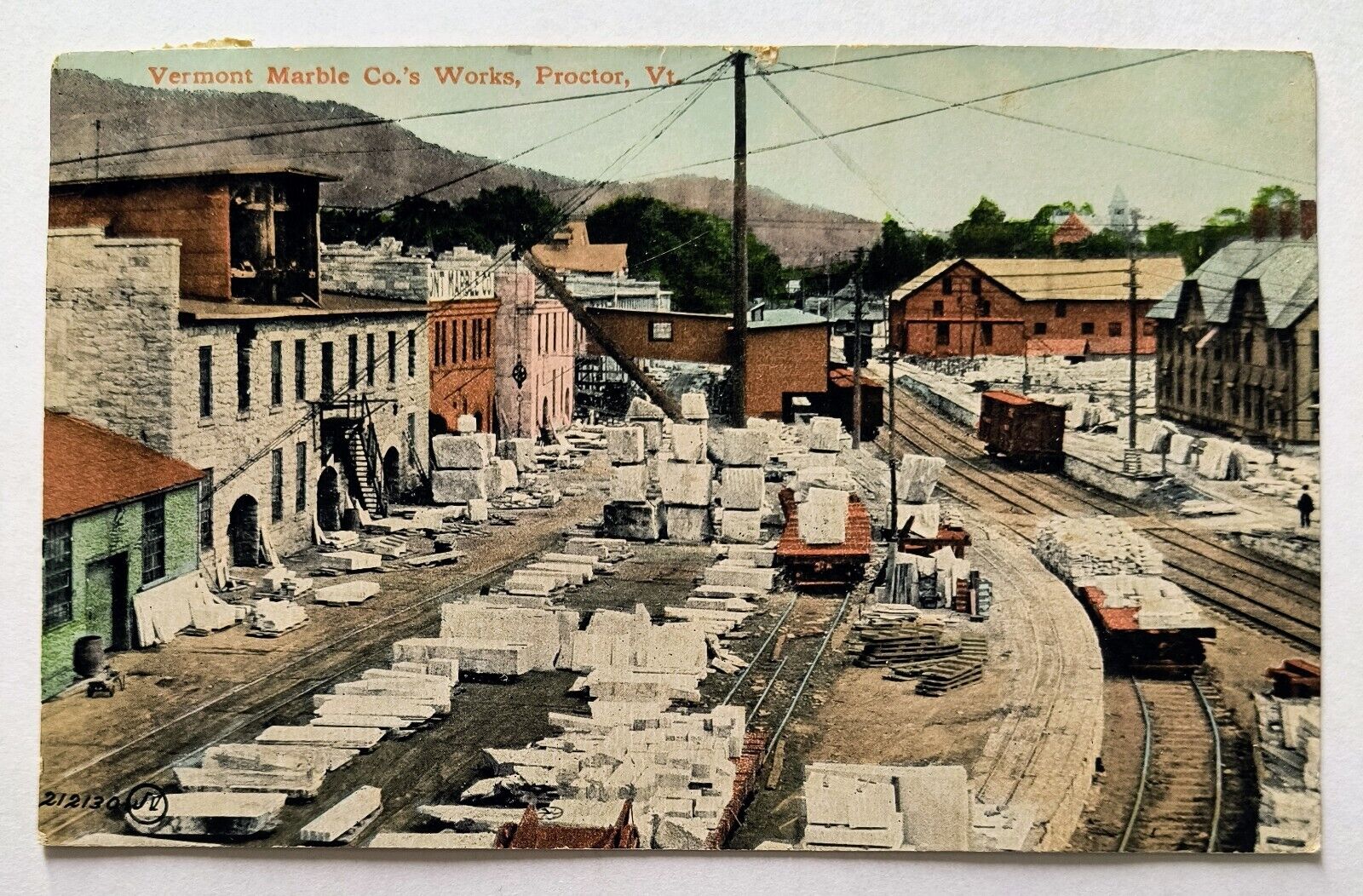 Proctor VT Vermont Marble Company Marble Yard Scene 1911 Postcard L4