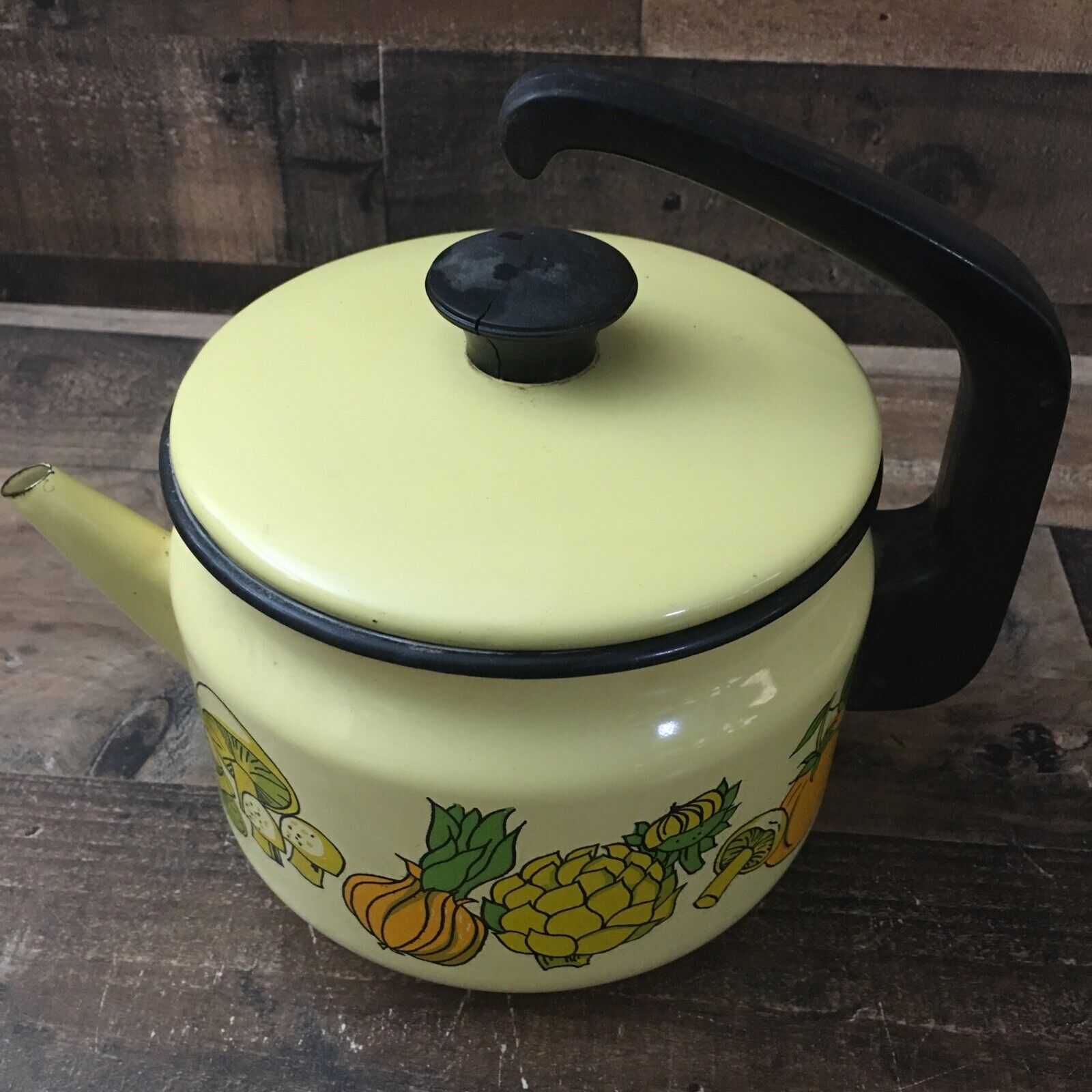 Vintage Cera-Met Mushroom 🍄 Vegetable  Tea Kettle RARE