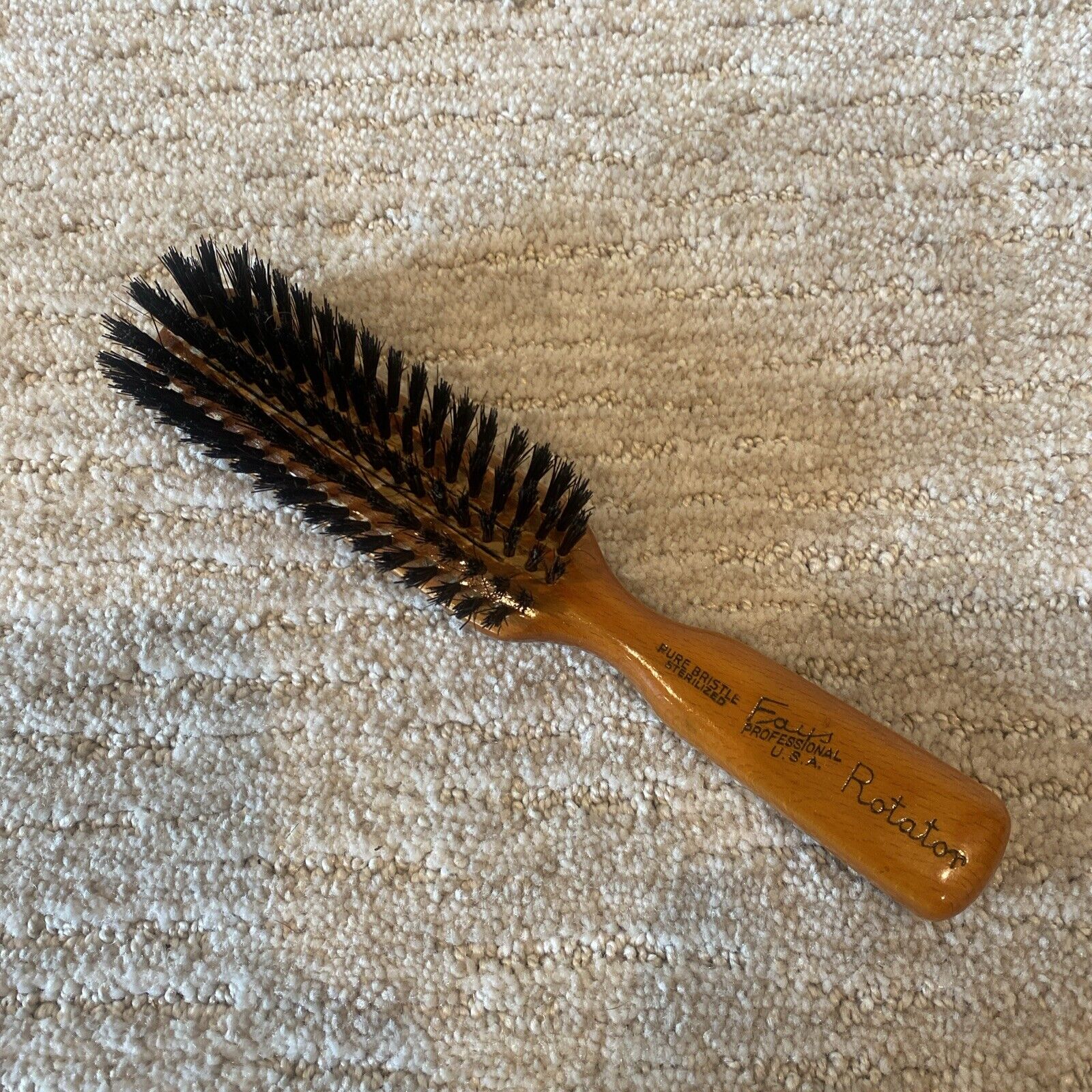 Vintage Fay\'s Professional Hair Brush Wood W/ Black Pure Bristles 8”