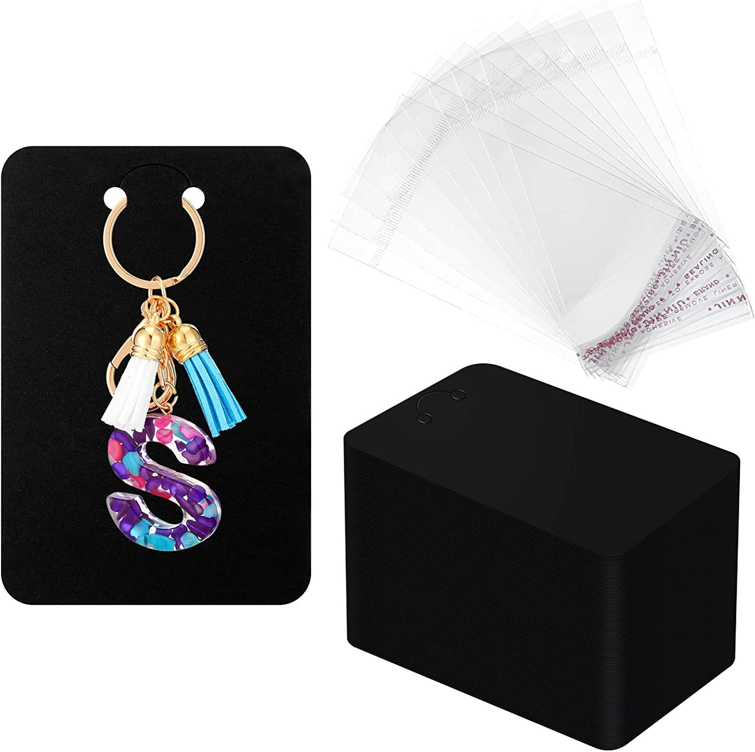 320 Pcs Keychain Display Cards Self Sealing Bags 2.3 X 3.5 Inch Jewelry Cards fo