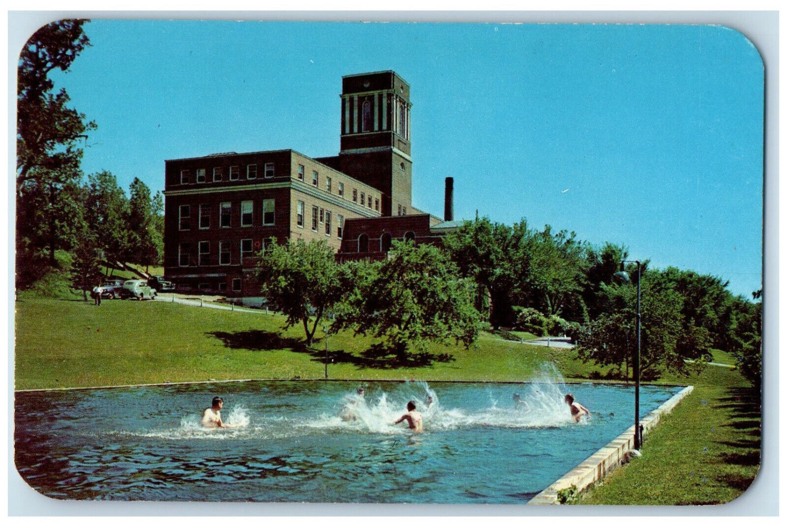 c1950\'s Pool Scene, St. Agnes Academy Fond Du Lac Wisconsin WI Unposted Postcard