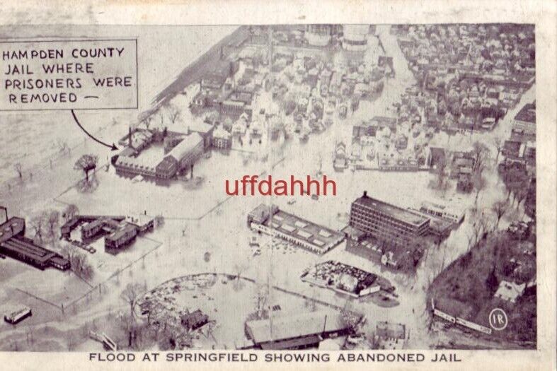 FLOOD AT SPRINGFIELD, MA SHOWING ABANDONED JAIL Great Flood of 1936 Hampden Cty