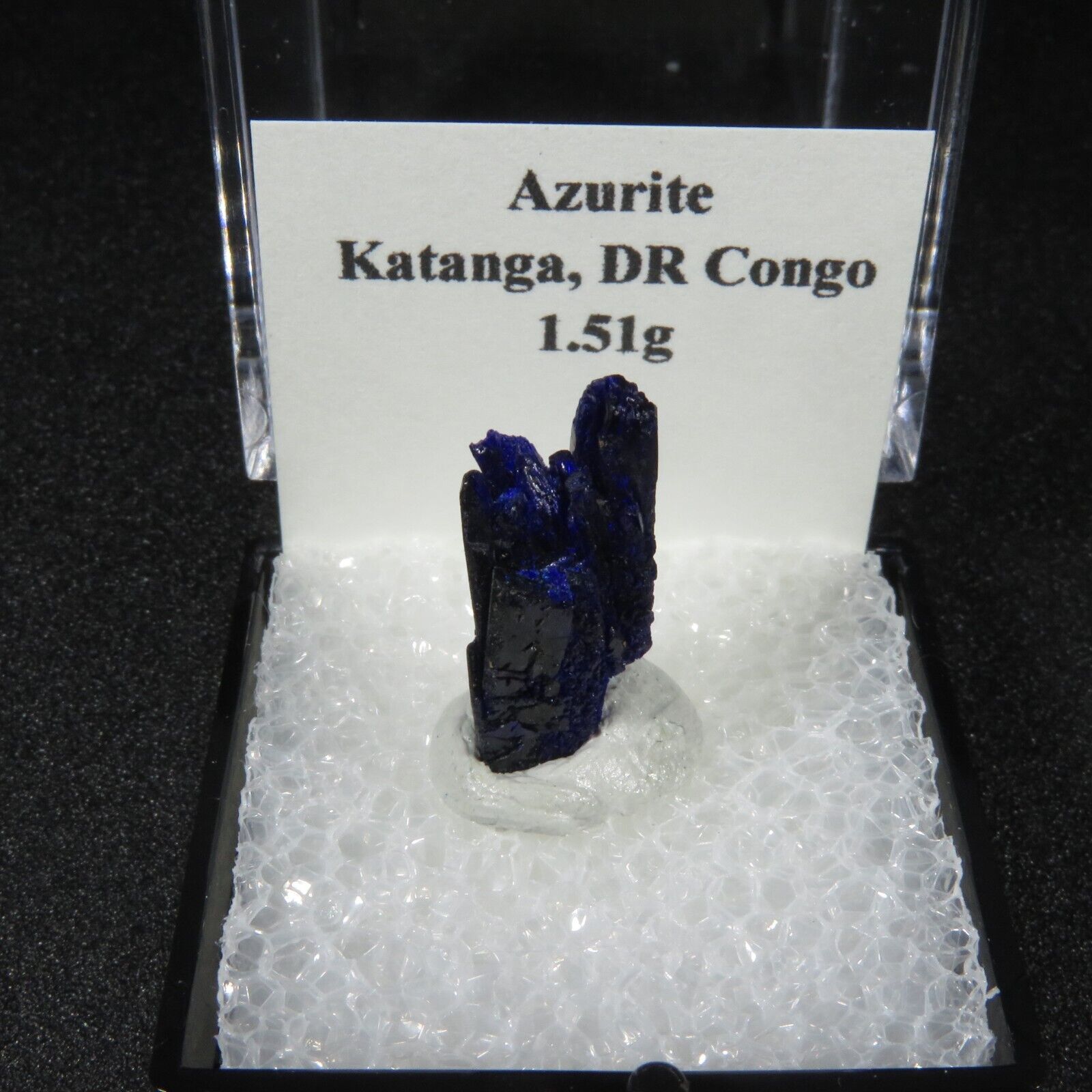 Azurite Congo Display Specimen Collection Mineral Crystal 1.5x1.5 Case Geology