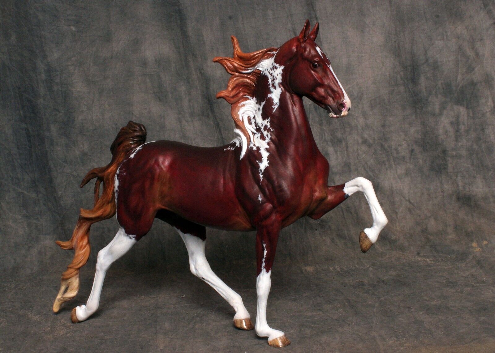 Custom Breyer Racking Saddlebred Stallion in a Pinto