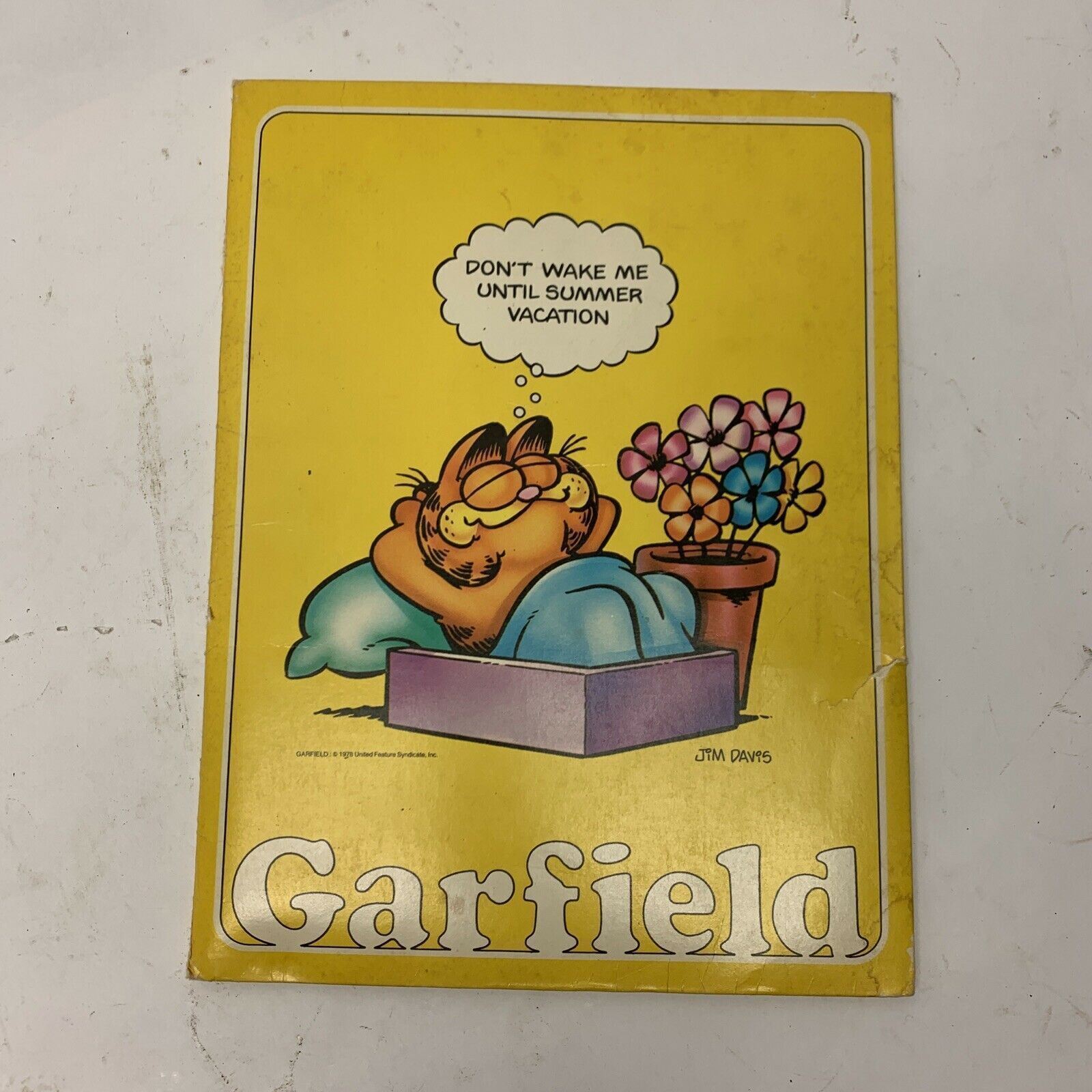 Vintage Garfield Portfolio Folder 1978 Don’t Wake Me Until Summer Vacation