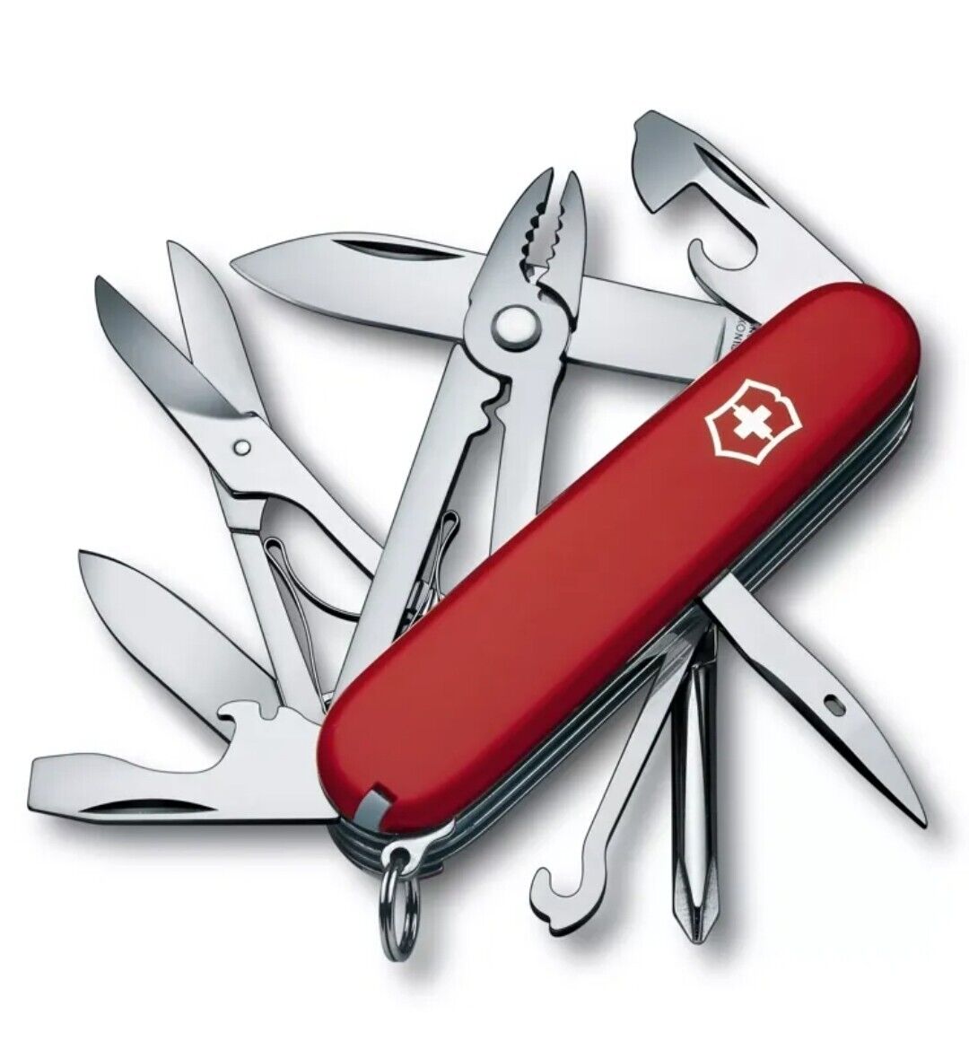 New Victorinox Swiss Army DELUXE TINKER Multi Tool Red 91MM  1.4723 With Box