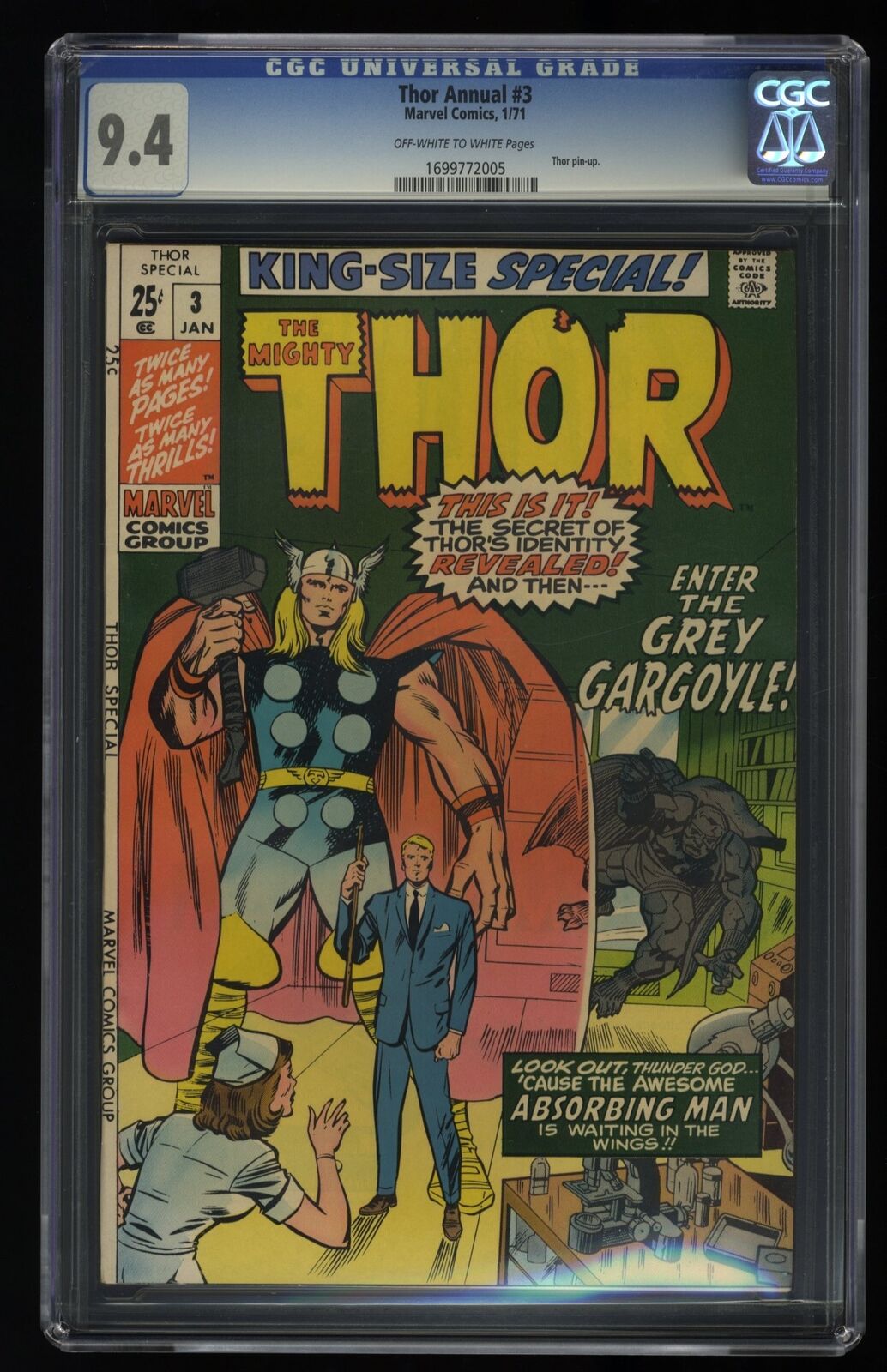 Thor Annual #3 CGC NM 9.4 Off White to White Marvel 1971