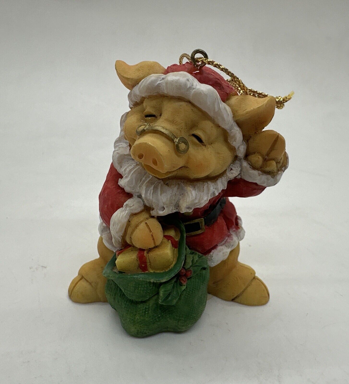 1993 Ganz Pigsville Santa Pig Christmas Ornament Vintage