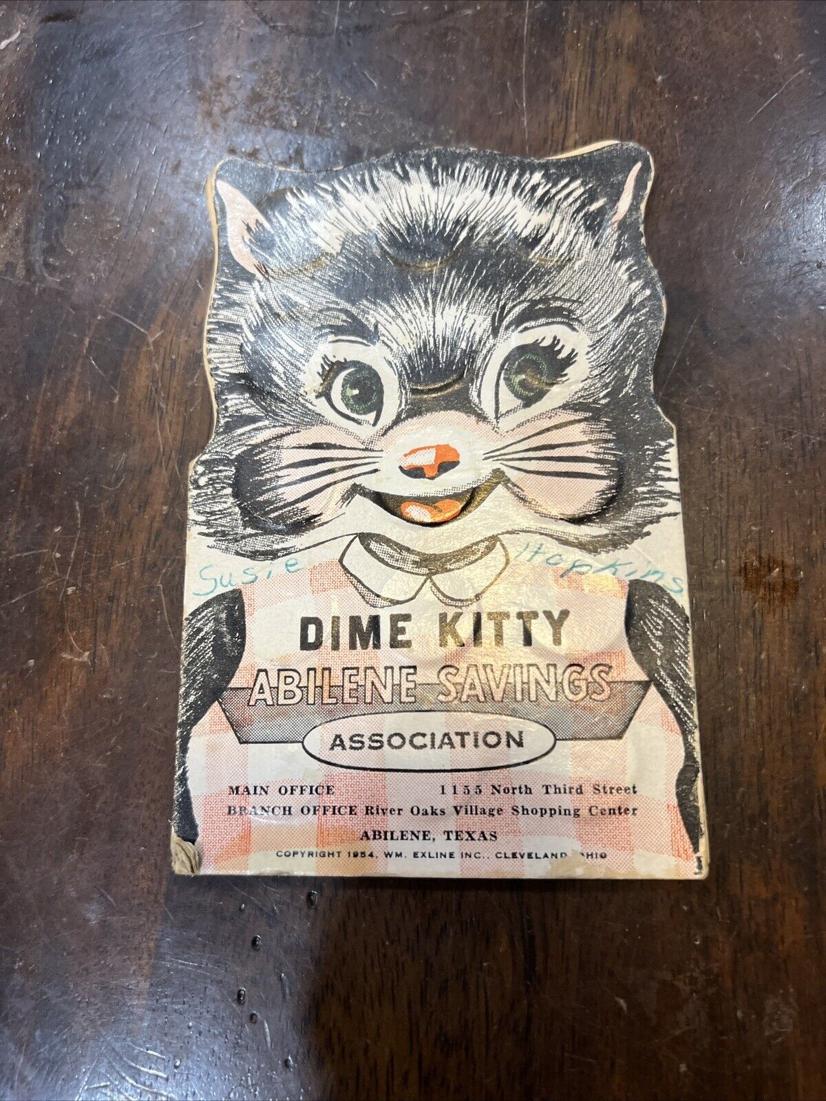VTG 1954 DIME KITTY ABILENE SAVINGS ASSOCIATION. $3 In Dimes Included. GOOD