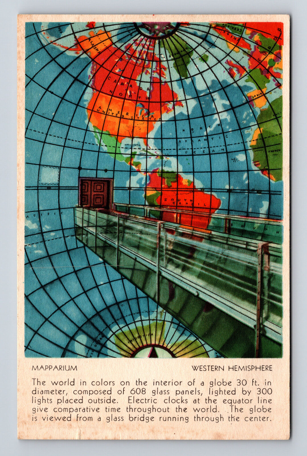 Boston Massachusetts MA Mapparium Globe Interior Postcard